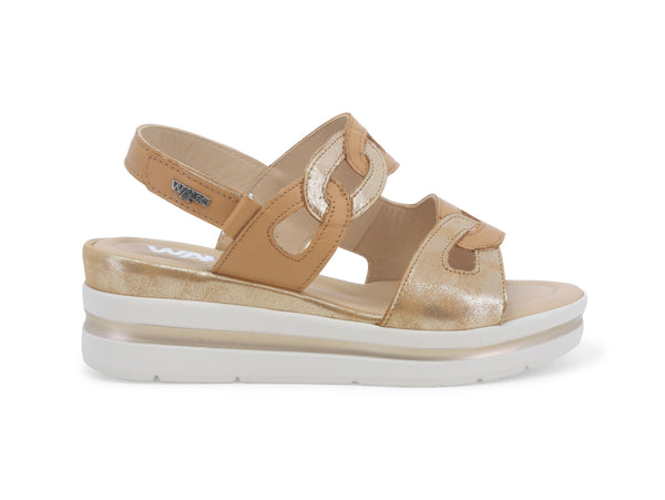 Melluso Sandali Comfort Zeppa Cinturino Strappo Tomaia Pelle Cuoio Marrone 019213-233791